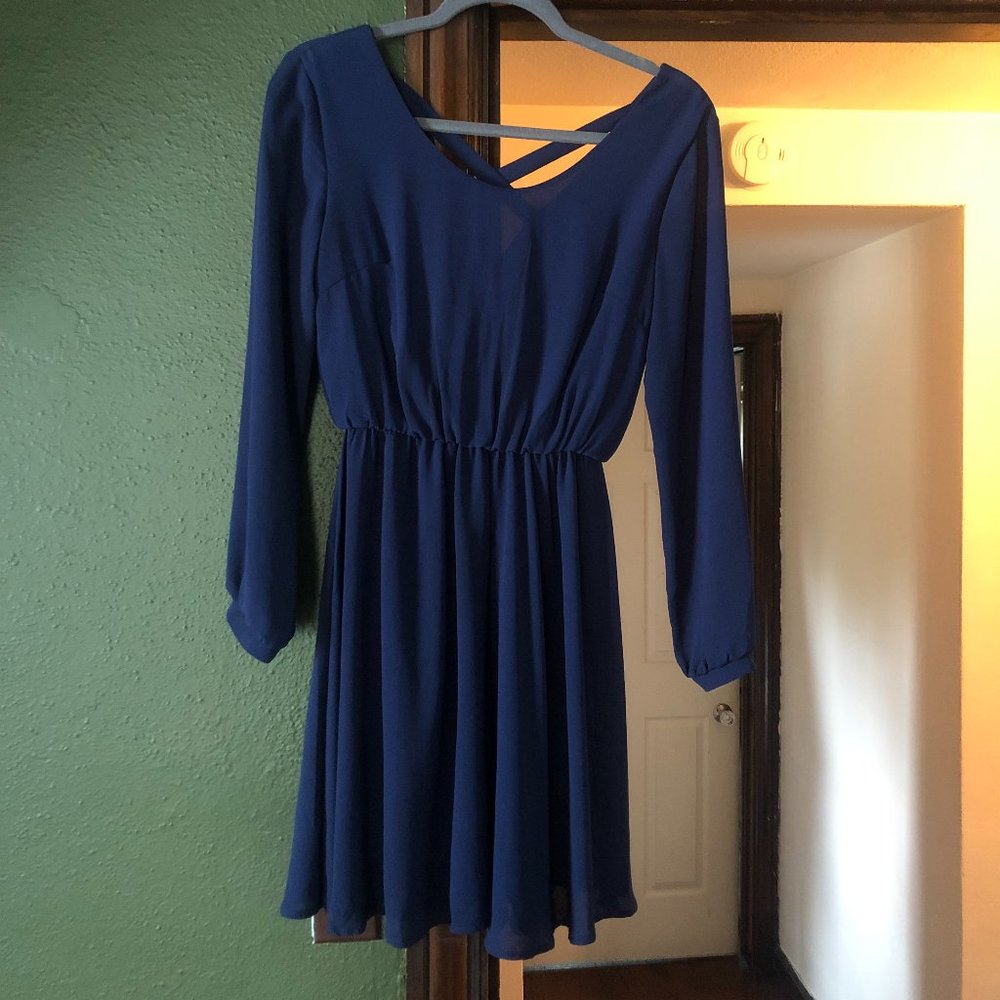 Lush Royal Blue Long Sleeve Summer Dress